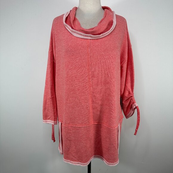 NEW Habitat Clothes to Live In Cerise Terry Tunic Sweatshirt Lagenlook Coral - Picture 1 of 11